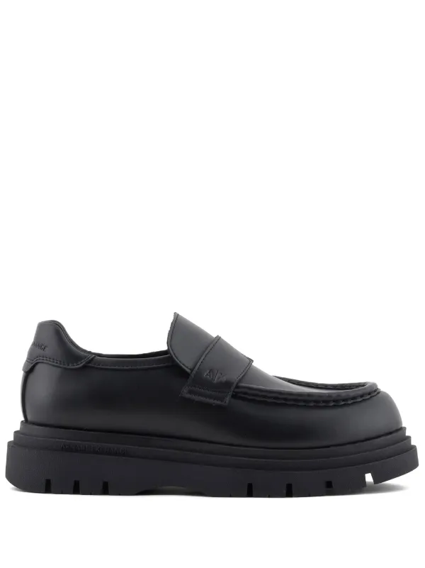 Armani Exchange Leather Loafers Black FARFETCH AM