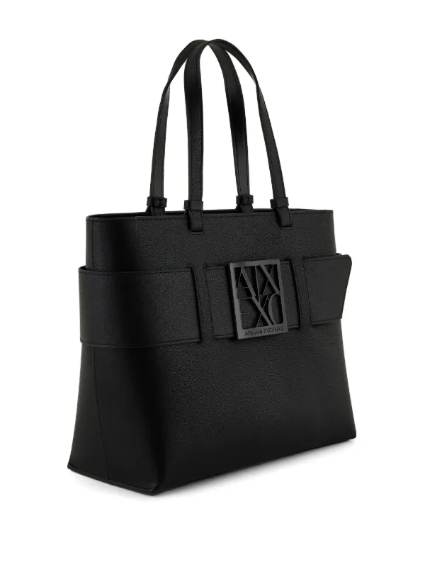 Armani Exchange Logo Plaque Tote Bag | Black | FARFETCH