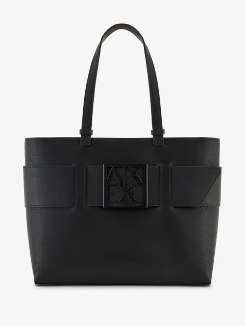 Armani Exchange logo plaque tote bag