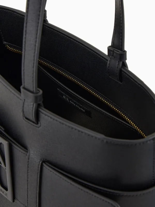 Armani Exchange Logo Plaque Tote Bag | Black | FARFETCH