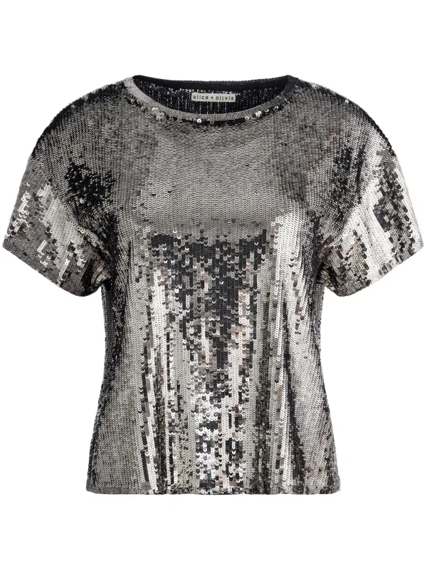 Alice + Olivia スパンコール Tシャツ | シルバートーン | FARFETCH JP