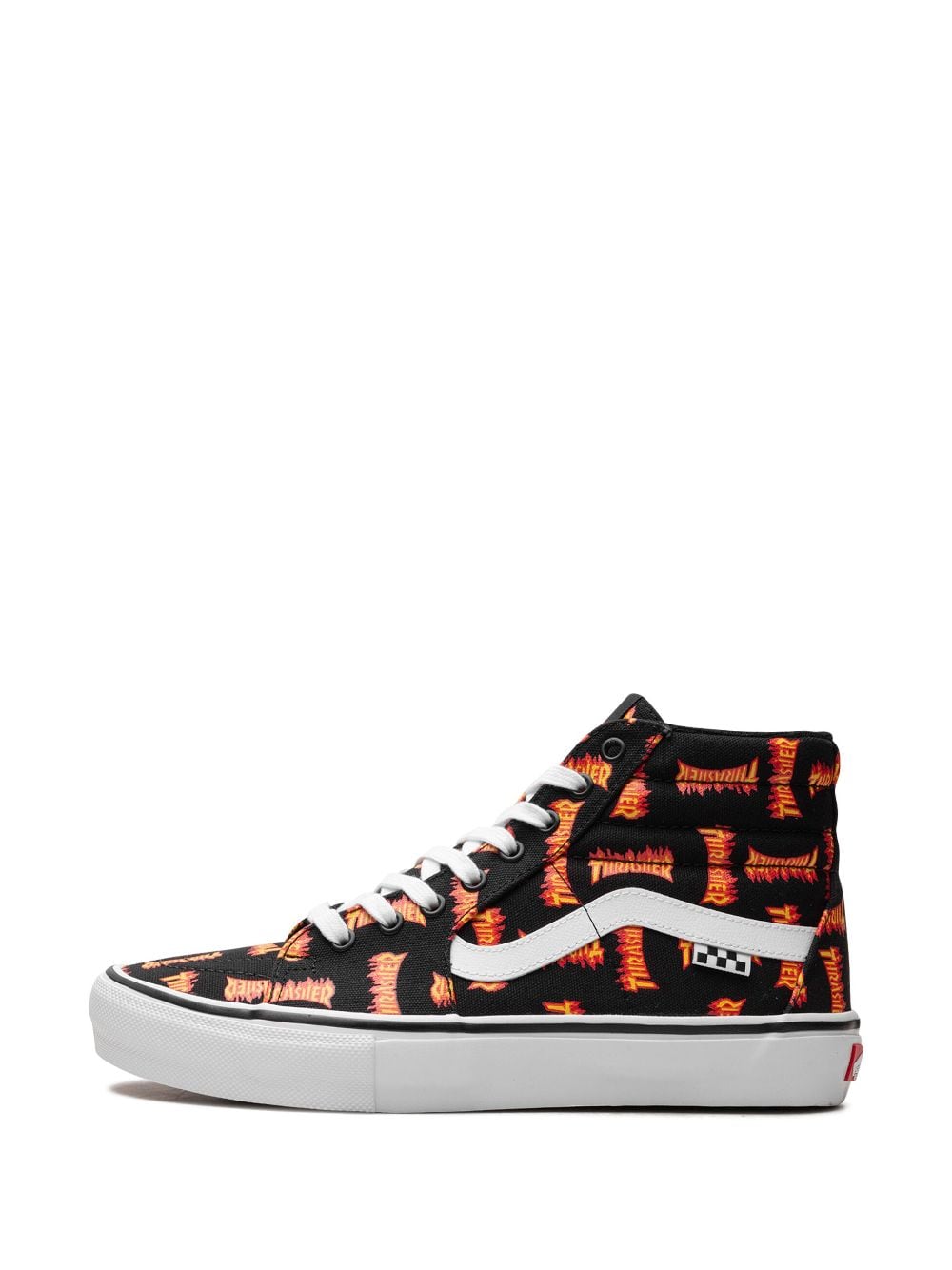 Shop Vans X Thrasher Sk8-hi "allover Thrasher Logo" Sneakers In Orange