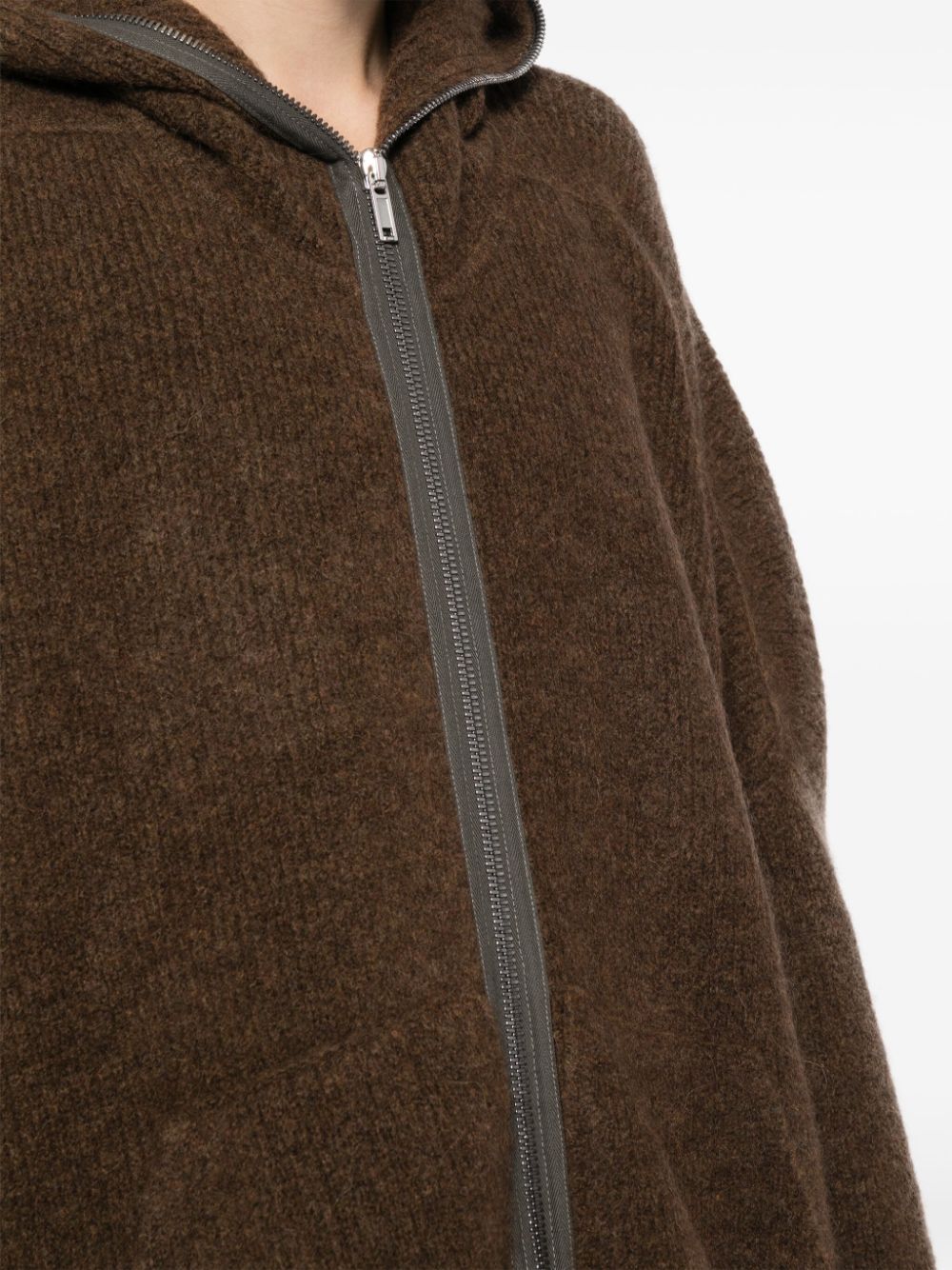 Shop Rick Owens Zip-up Hooded Jumper In Brown