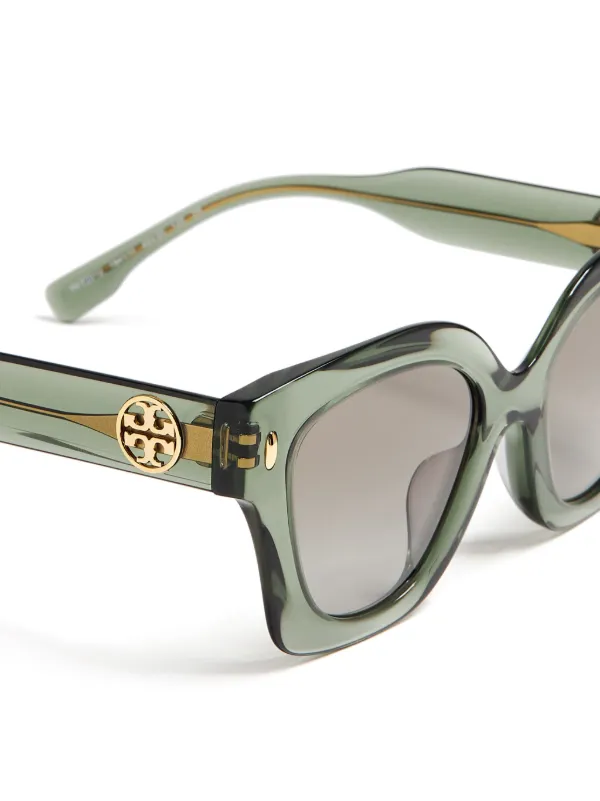 Tory Burch Miller Pushed square-frame Sunglasses Green FARFETCH