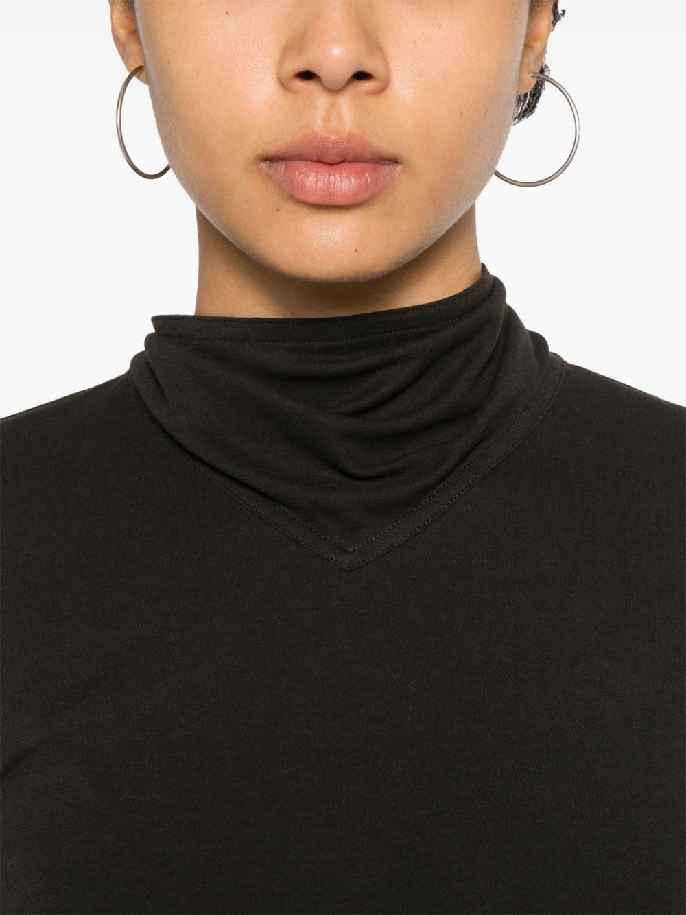 Shop Lemaire Scarf-detail Long-sleeve Top In Brown