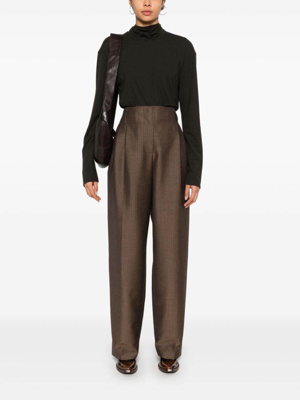 Shop Lemaire Scarf-detail Long-sleeve Top In Brown