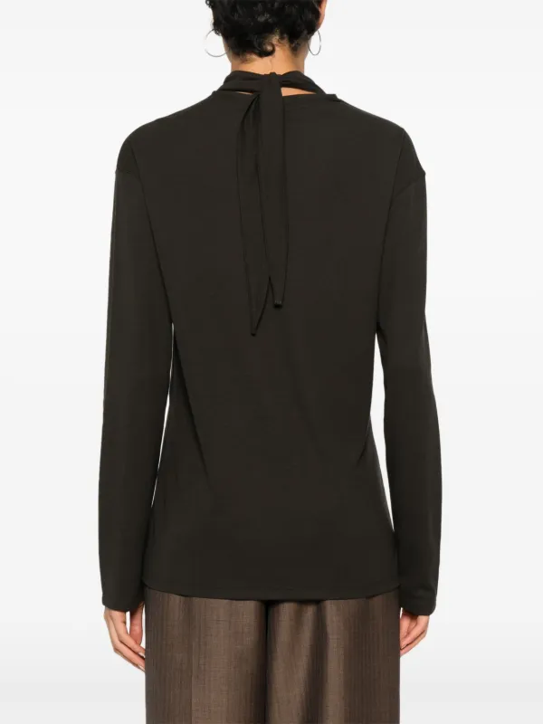 LEMAIRE scarf-detail long-sleeve Top | Brown | FARFETCH