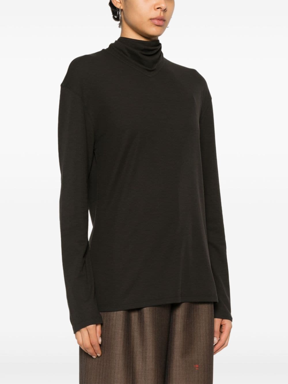 Shop Lemaire Scarf-detail Long-sleeve Top In Brown