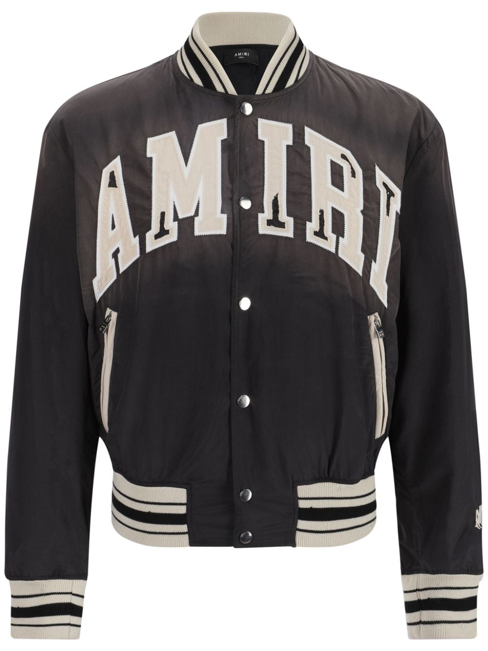 Shop Amiri Sun-faded Bomber Jacket In Black