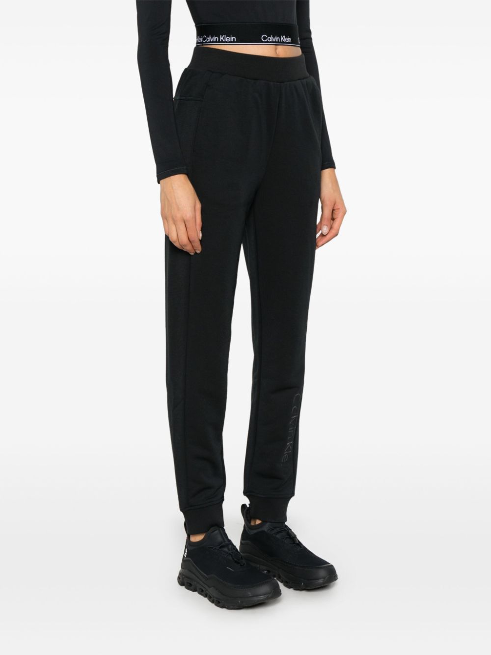 Shop Calvin Klein Logo-appliqué Track Pants In Black