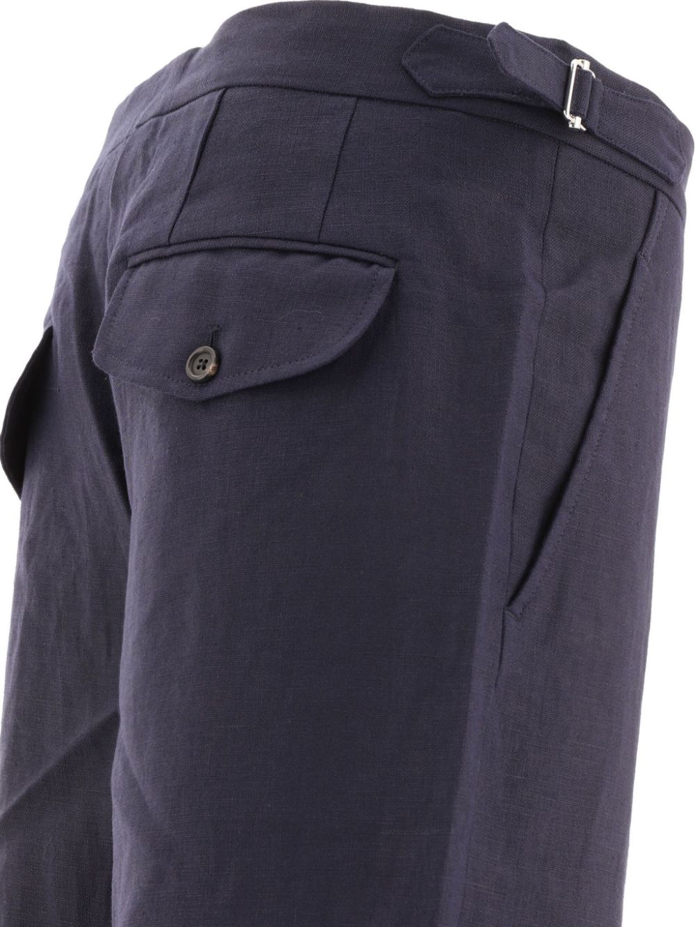 Shop Bode Linen Straight-leg Trousers In Blue