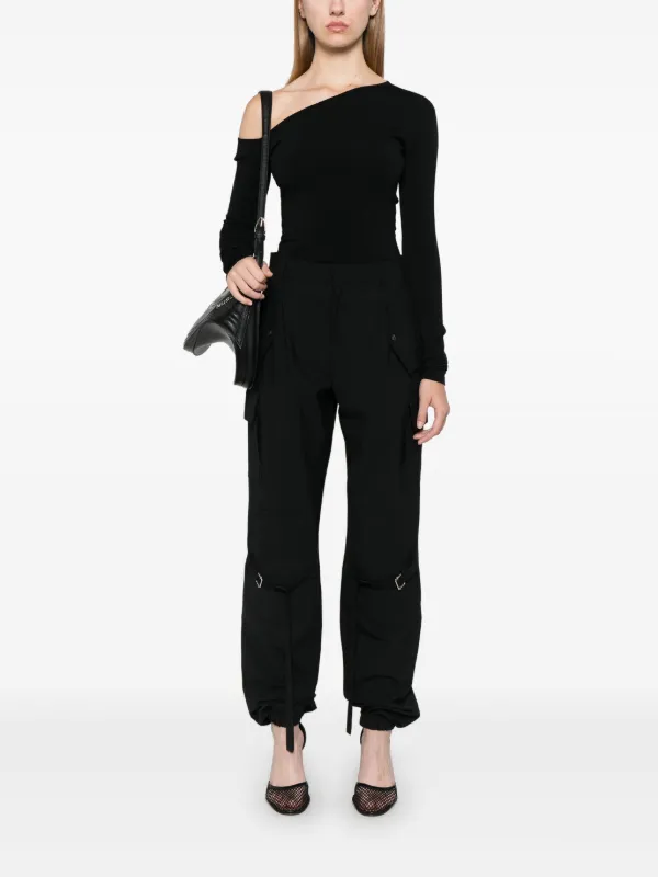 Tシャツ・カットソー Nensi Dojaka Black stretch viscose top (NDSS23TOP040 BLACK) Nensi Dojaka asymmetric-neck Top | Black | FARFETCH