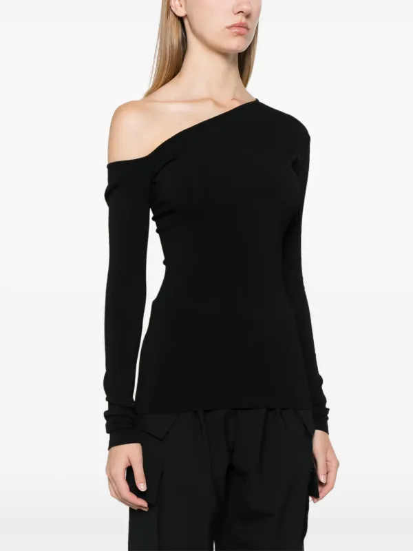 Tシャツ・カットソー NENSI DOJAKA Black Stretch Viscose Top Nensi Dojaka asymmetric-neck Top | Black | FARFETCH