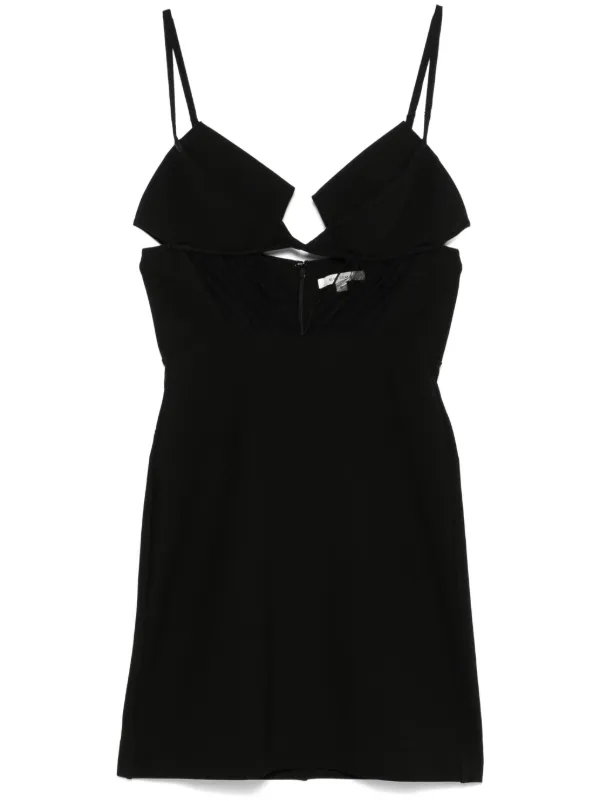 black crepe mini dress Aubree Crepe And Mesh Mini Dress - Black main image 0