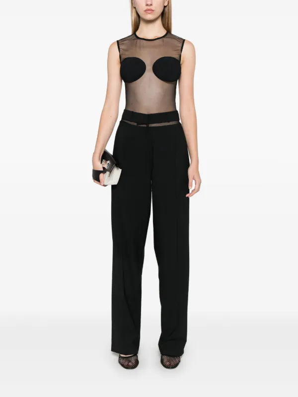 【関税込み】Nensi Dojaka ブラック ギャザー ボディスーツ Nensi Dojaka semi-sheer Bodysuit | Black | FARFETCH SG
