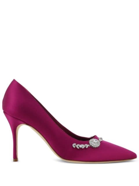 90mm Lamik satin pumps