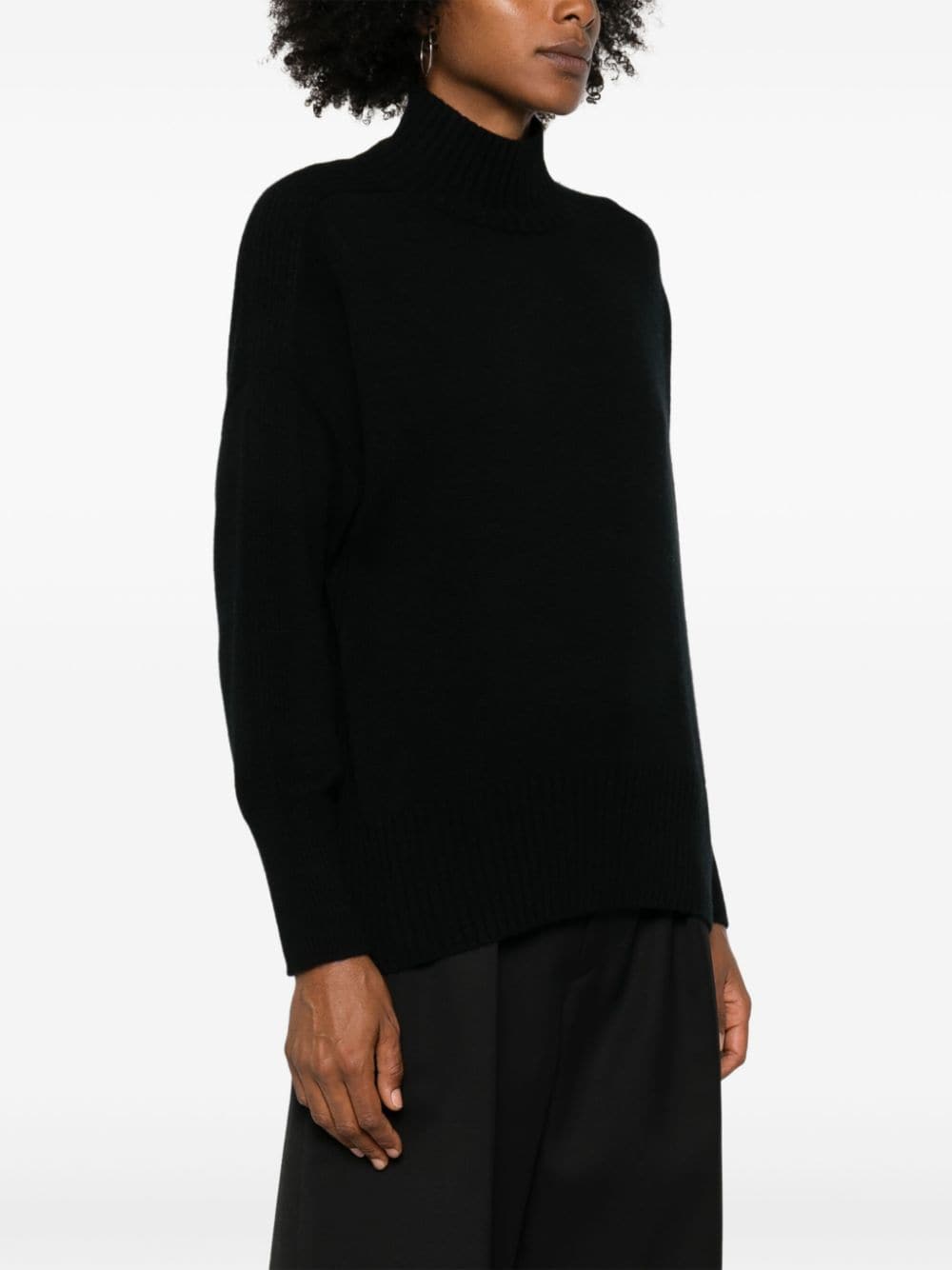 Shop Allude Mock-neck Cashmere Sweater In 黑色