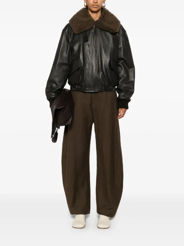 専用　21aw lemaire muton leather jacket LEMAIRE Leather Jacket | Black | FARFETCH