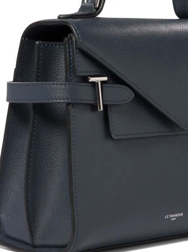 【LE TANNEUR】Emilie medium handbag with double flap Emilie medium handbag with double flap in grained leather Black
