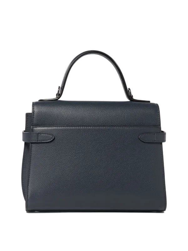 【LE TANNEUR】Emilie medium handbag with double flap Emilie medium handbag with double flap in grained leather Black