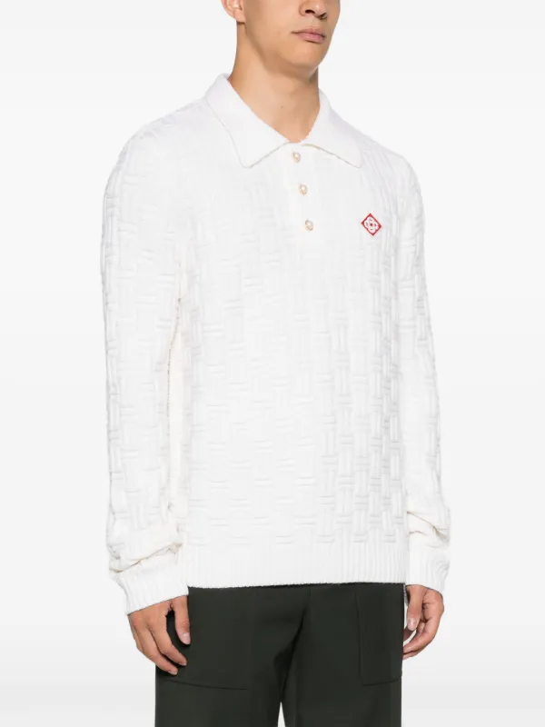 Casablanca Column Stitch Polo Shirt | White | FARFETCH
