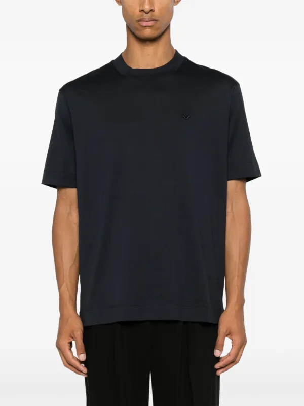 Emporio Armani logo-embroidered T-shirt | Blue | FARFETCH