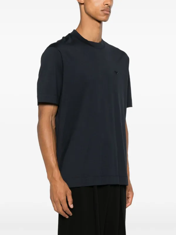 Emporio Armani logo-embroidered T-shirt | Blue | FARFETCH