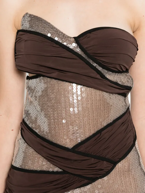 ワンピースその他 NENSI DOJAKA Women Dresses NDAW24SWIM012PUCE Brown Nensi Dojaka sequin-embellished Maxi Dress | Brown | FARFETCH