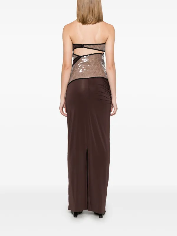 ワンピースその他 NENSI DOJAKA Women Dresses NDAW24SWIM012PUCE Brown Nensi Dojaka sequin-embellished Maxi Dress | Brown | FARFETCH