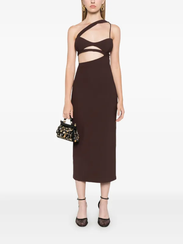 Nensi Dojaka Asymmetric Midi Dress | Brown | FARFETCH BH