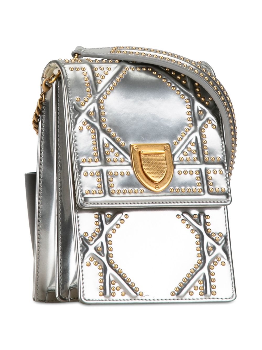 Christian Dior 2018 Metallic Studded Calfskin Vertical Diorama crossbody bag Women