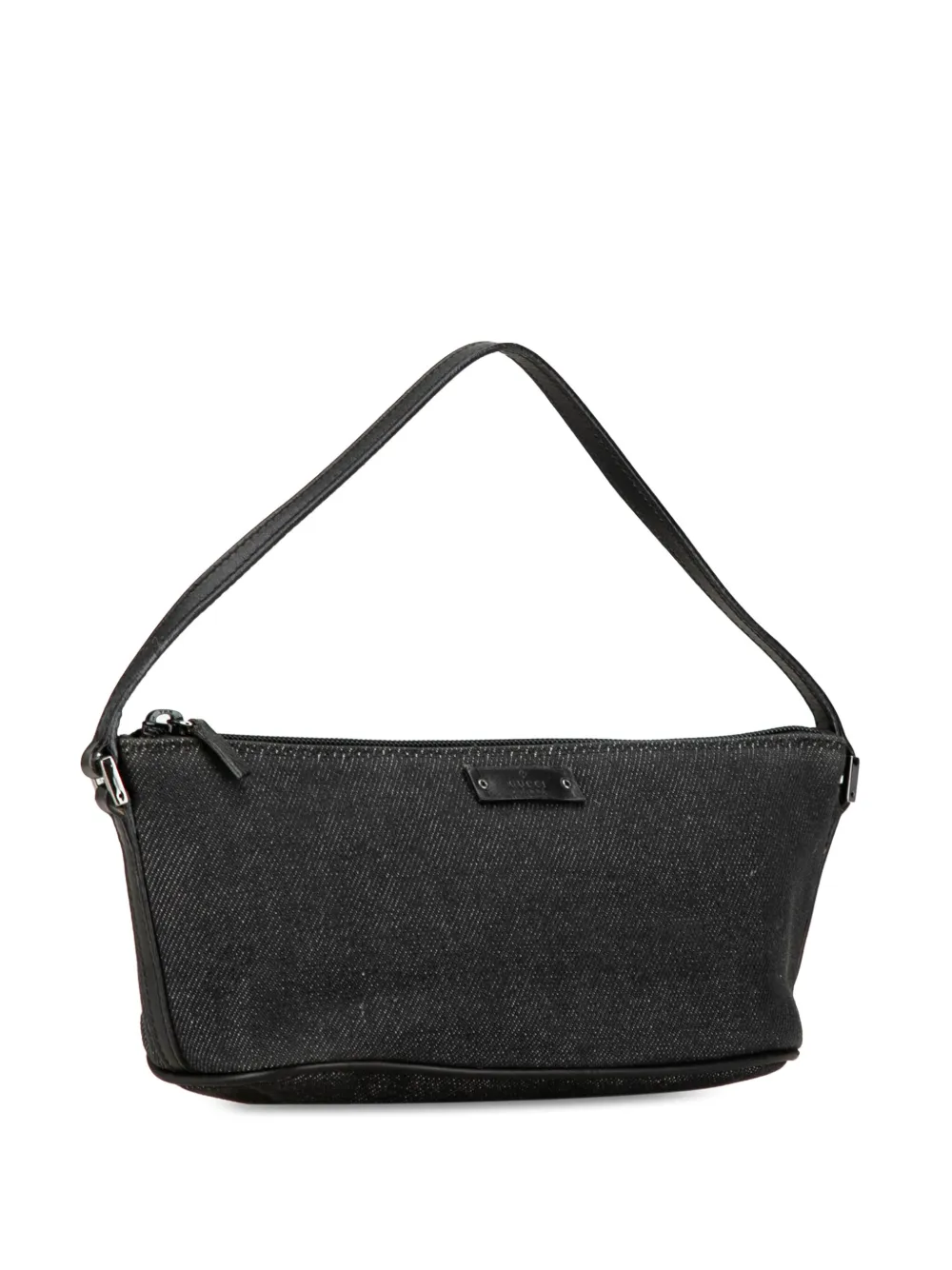 Pre-owned Gucci 2000-2015 Denim Boat Shoulder Bag In Black