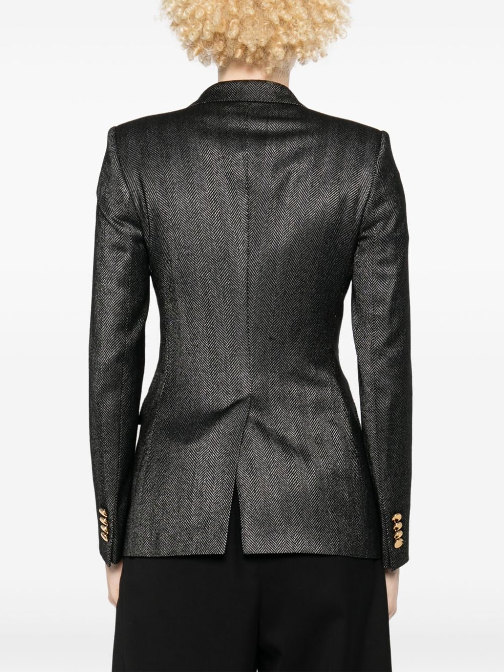 Shop Tagliatore Herringbone Blazer In Black