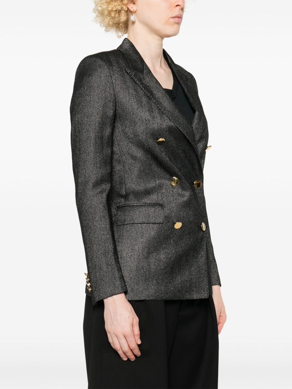 Shop Tagliatore Herringbone Blazer In Black