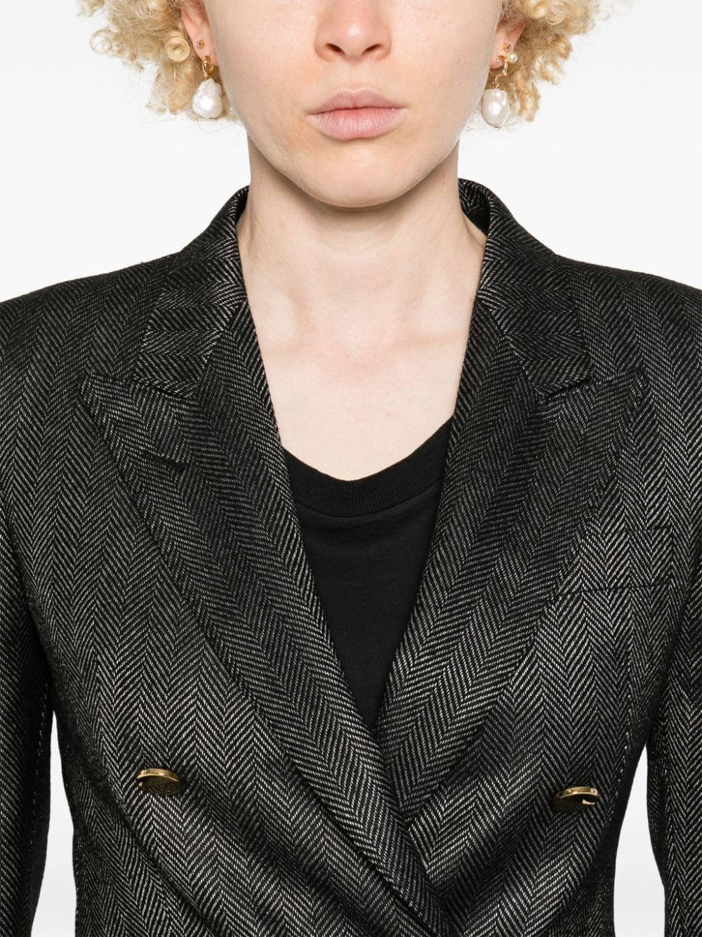 Shop Tagliatore Herringbone Blazer In Black