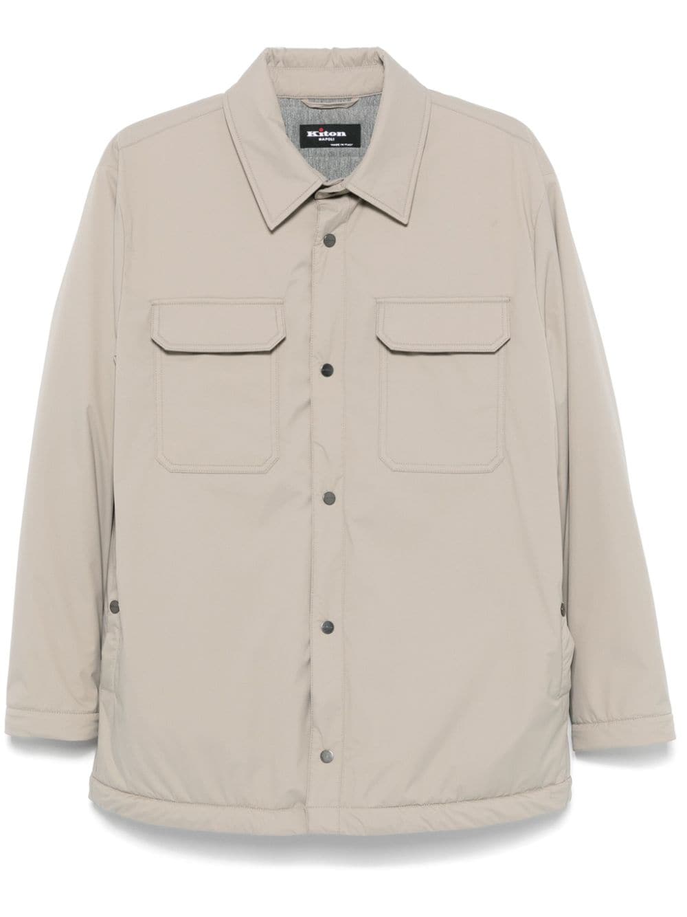 Shop Kiton Padded Shirt Jacket In Brown