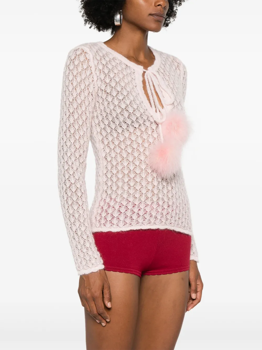 Blumarine Top met veren detail Roze