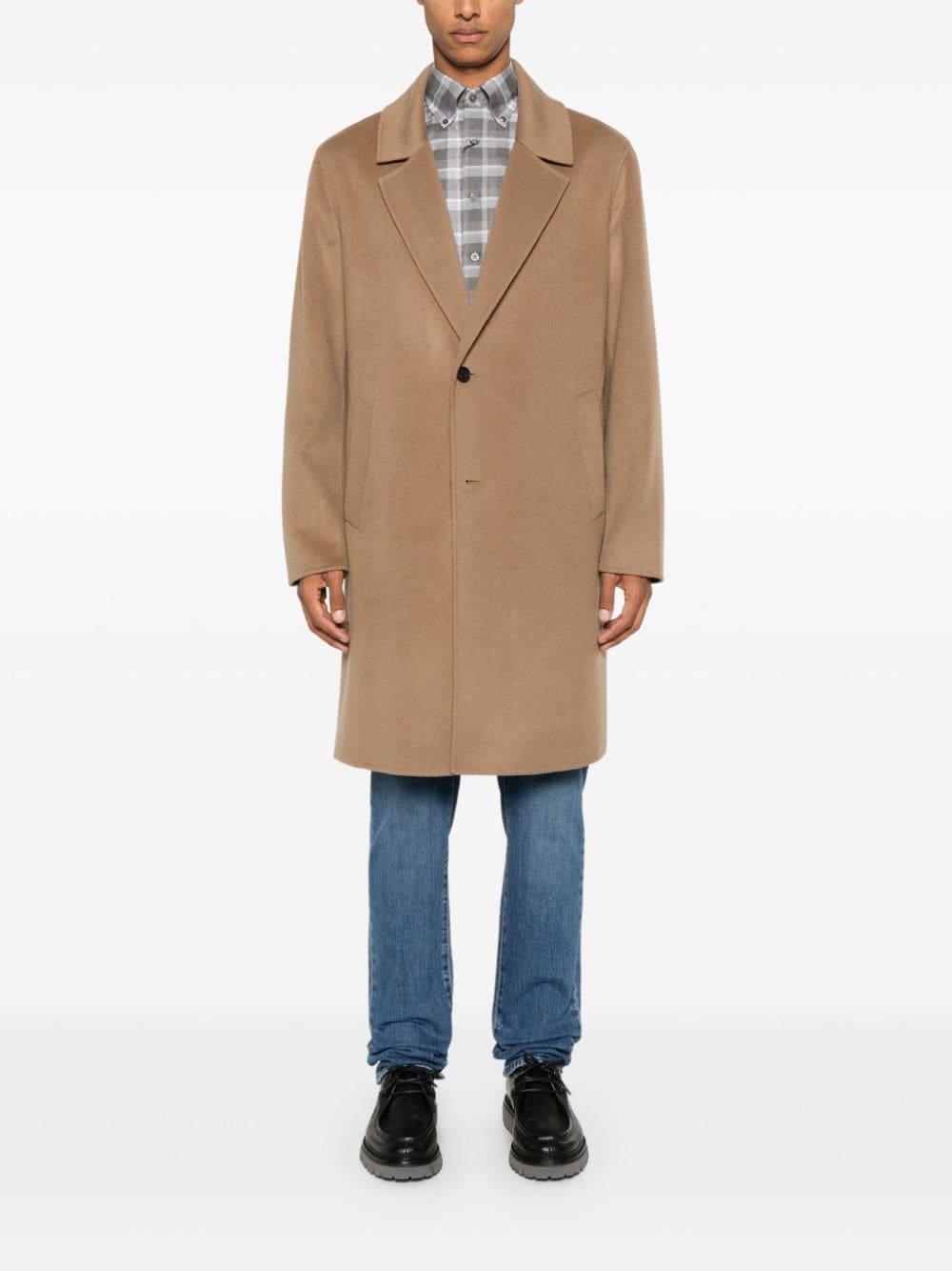 Shop Low Brand Wool Coat In Brown