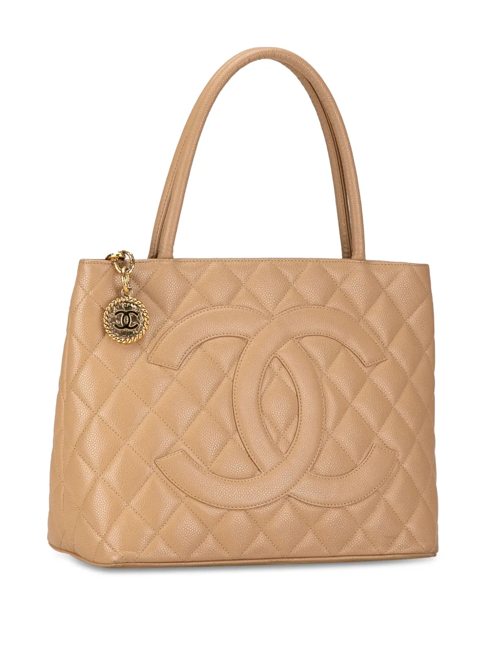 Pre-owned Chanel 2002-2003 Caviar Medallion Tote Bag In Brown