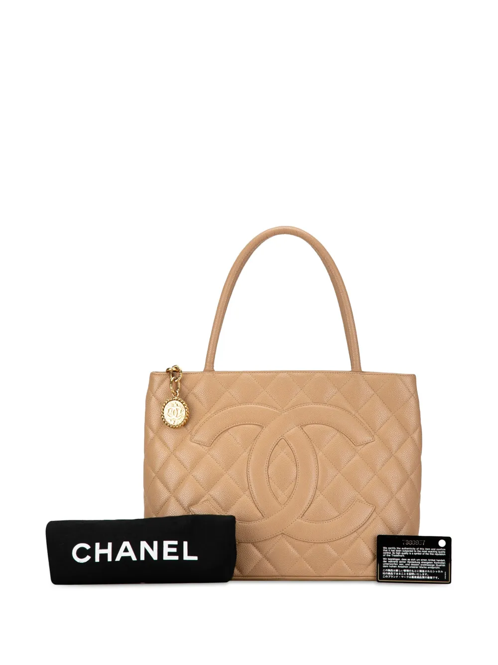 Pre-owned Chanel 2002-2003 Caviar Medallion Tote Bag In Brown