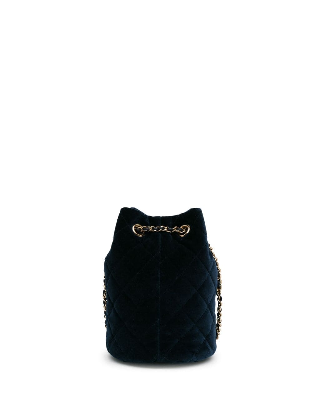 CHANEL Pre-Owned 2020 Velvet Crystal Pearl Crush bucket bag - Blauw