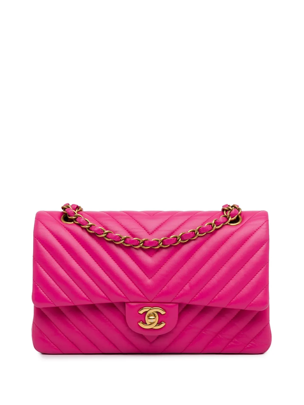 CHANEL Pre-Owned 2015-2016 Medium Chevron Lambskin Double Flap shoulder bag - Rosa