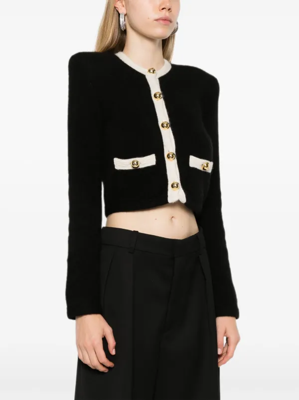 Alessandra Rich Knitted Cropped Cardigan | Black | FARFETCH BE