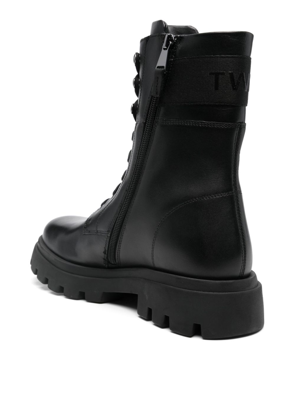 TWINSET Kids Leren combat boots Zwart