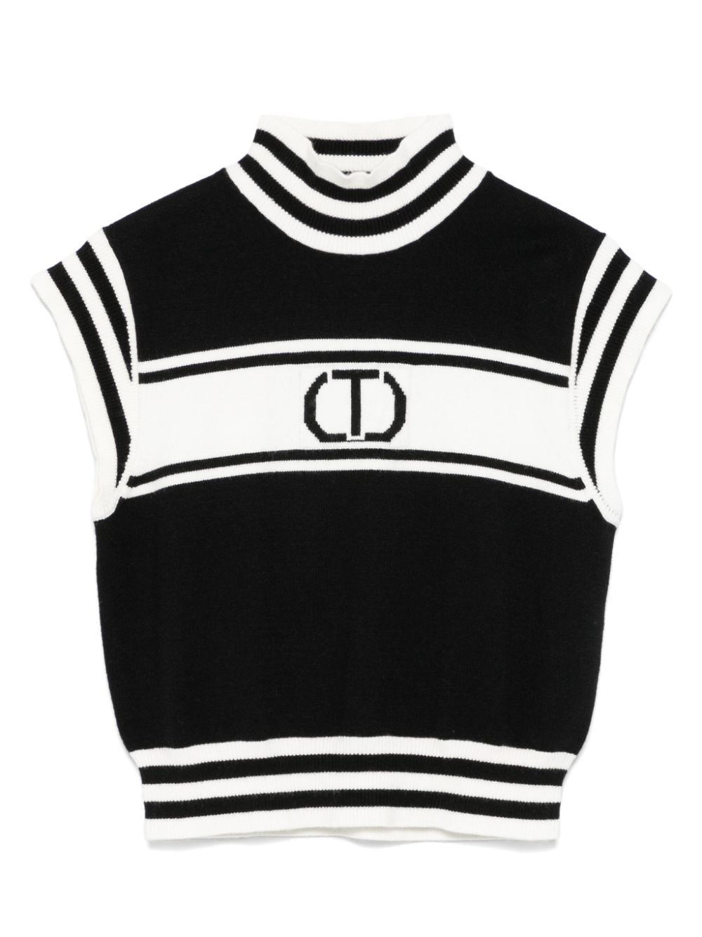 TWINSET Kids logo-intarsia knit top - Black