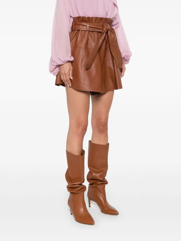 ZIMMERMANN Harmony Leather Shorts | Brown | FARFETCH