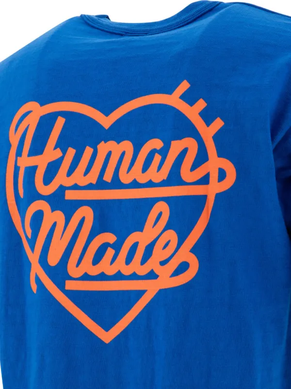 Human Made logo print cotton t shirt men Cotton L Blue