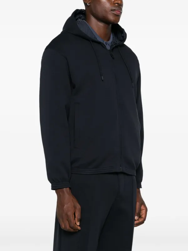 Emporio Armani Reversible zip up Hoodie Blue FARFETCH AU