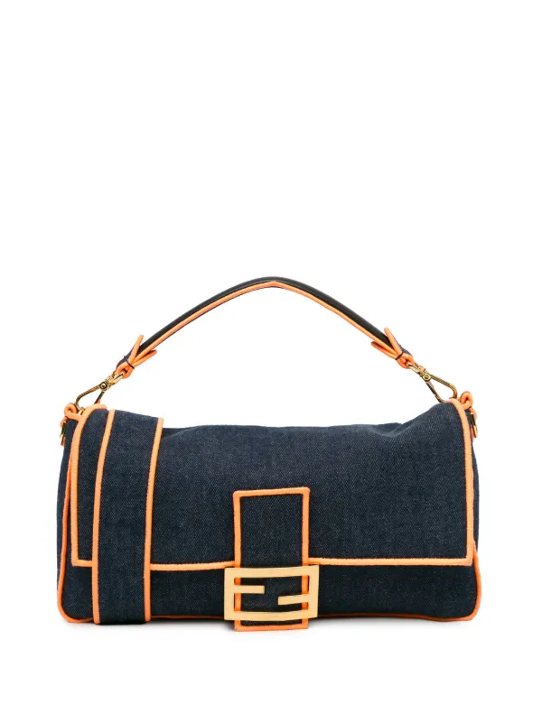 Fendi Pre Owned 2012 2023 Large Denim Baguette Satchel Blue FARFETCH IE