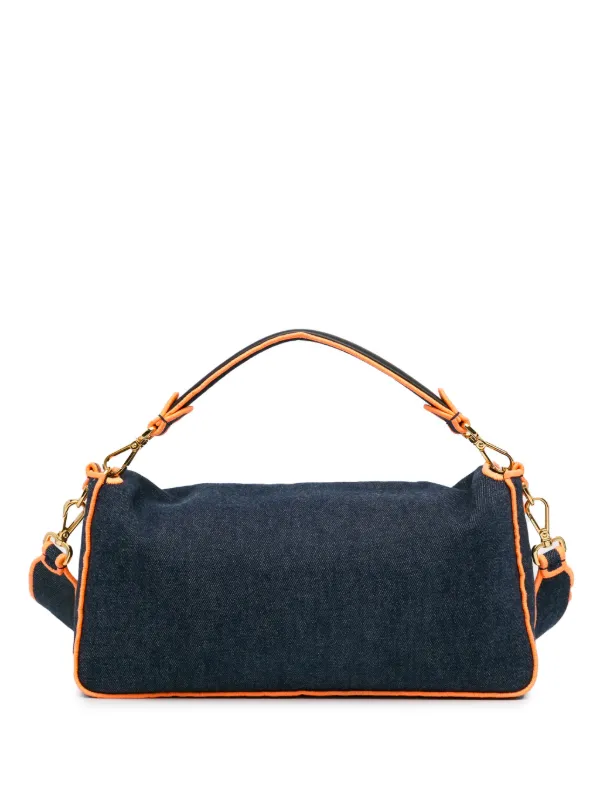 関税・送料込み【FENDI】バゲット デニムブルーレザー バッグ Fendi Pre-Owned 2012-2023 デニム バゲット サッチェルバッグ L